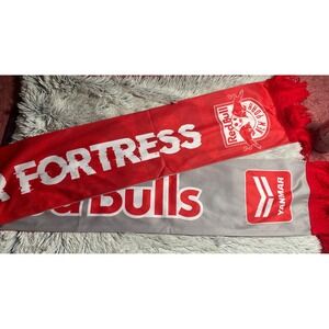 Red Bulls Scarf  Red Gray New York Yanmar Defend Our Fortress Fringe